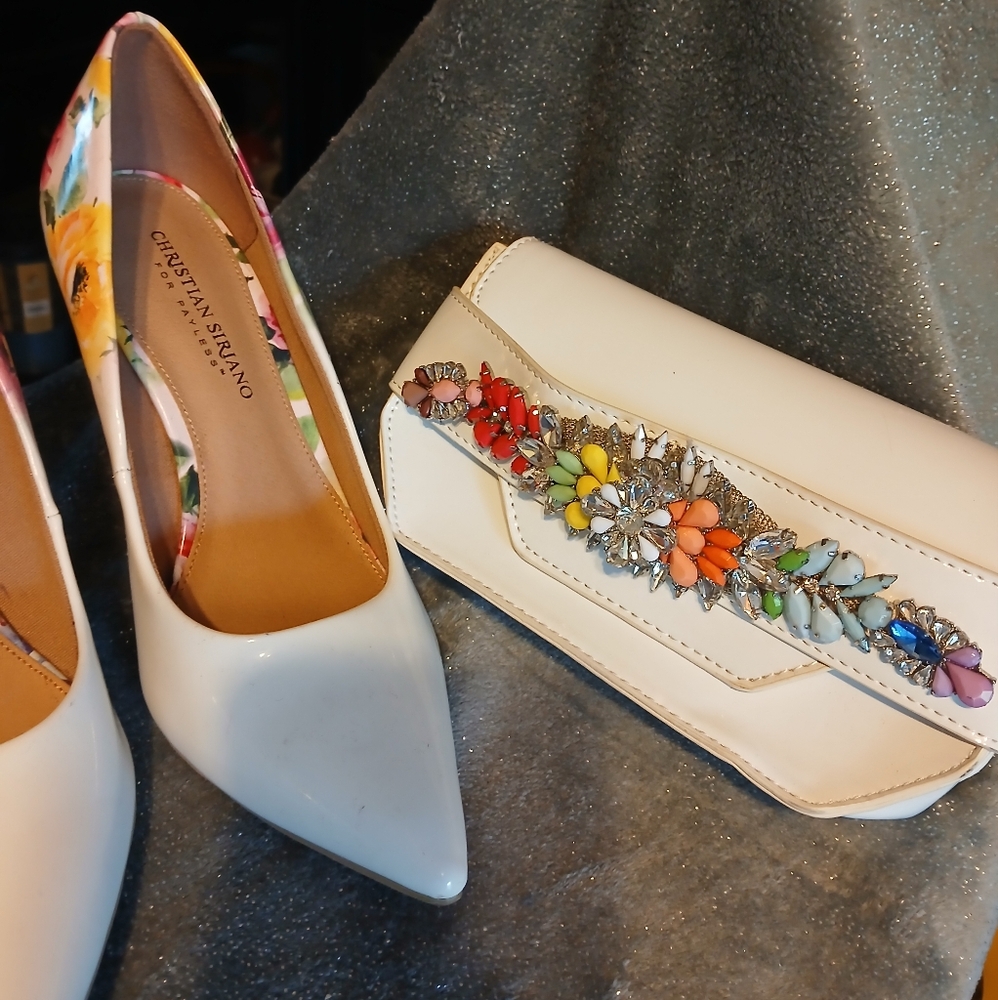 Fabulous Steve Madden Clutch And Christian Soriano White Floral Heels